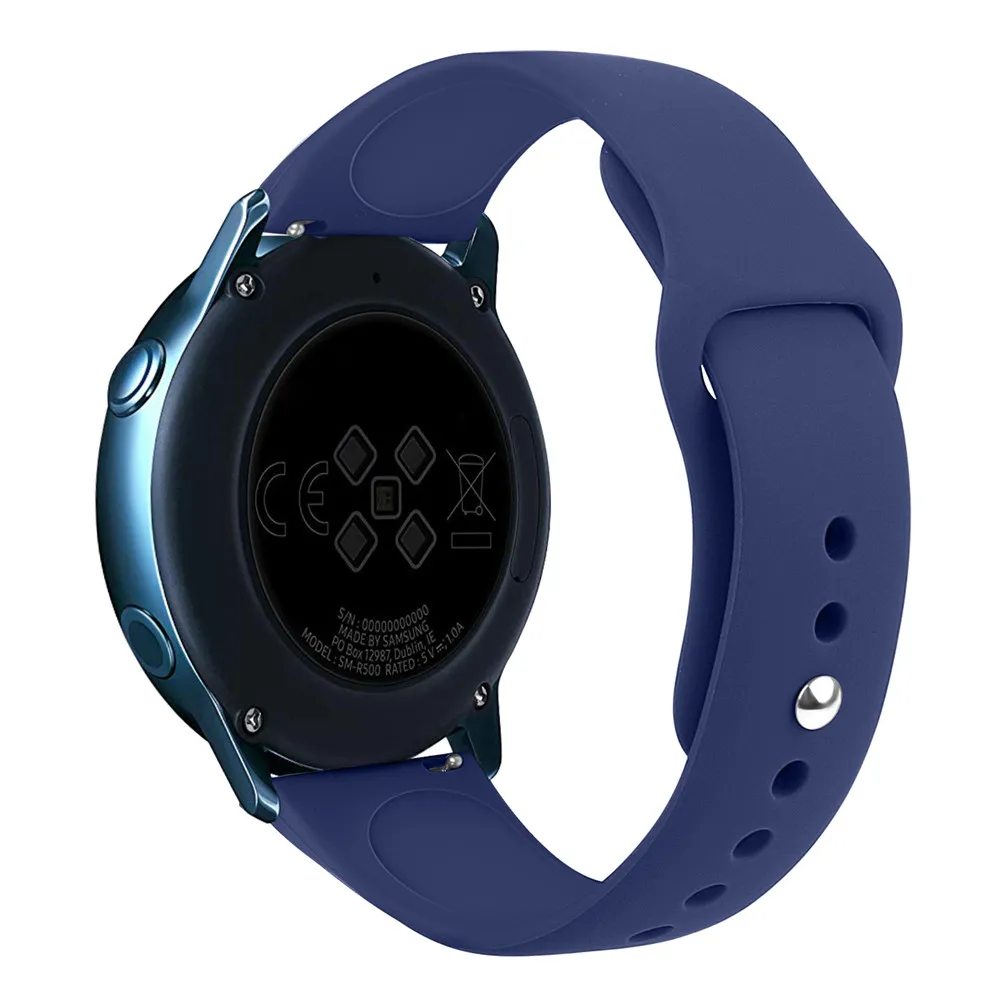 Navy blue 20 мм 22 мм мягкий силиконовый ремешок для часов для samsung Galaxy Watch 42 мм 46 мм спортивный ремешок Active2 браслет для gear S2 S3 Active 2 - Цвет ремешка: Navy blue