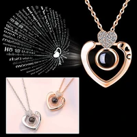 i love you projection necklace double heart projection romantic necklace loving memory holiday gift female gift