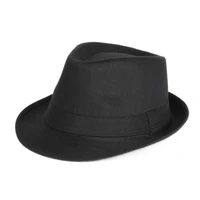 wholesale classic spring and autumn solid color panama fedora hats men and women black jazz caps