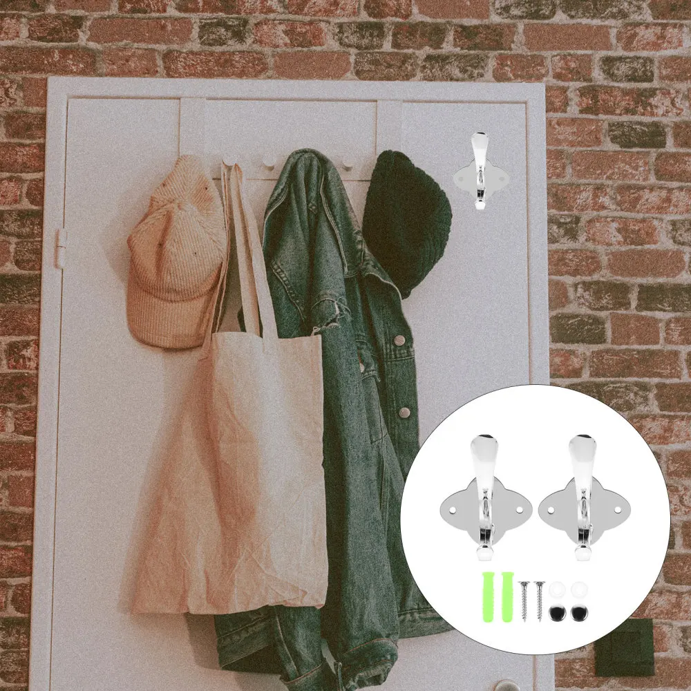 

2pcs Stainless Steel Towel Hook Portable Coat Hanger Hook for Kitchen Bathroom