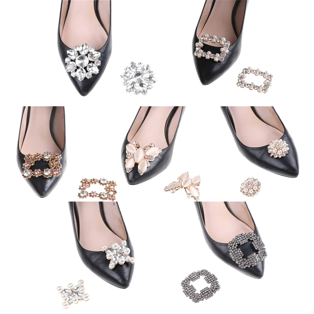 

7Styles Crystal Shoe Clip Decoration Bridal Shoes Rhinestone Clip Buckle Faux Pearl Shoe Clips Decorative Accessories