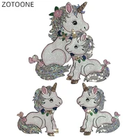 zotoone pink unicorn patch iron on embroidery sequin cloth sticker set for jackets diy clothing cute accessories badge e
