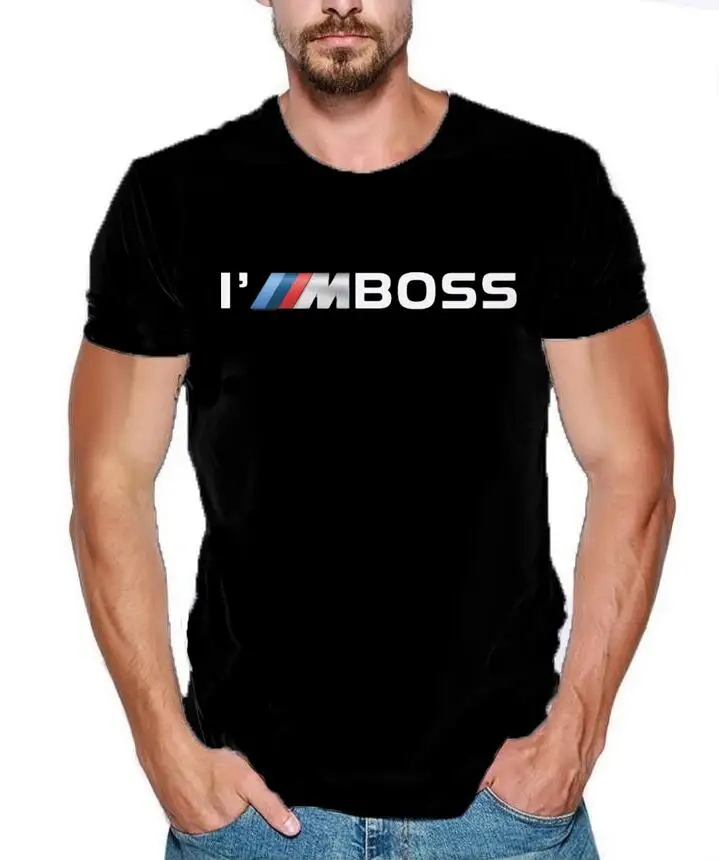 Летняя мужская футболка 2019 модная с логотипом I'm Boss M power забавная из 100% хлопка