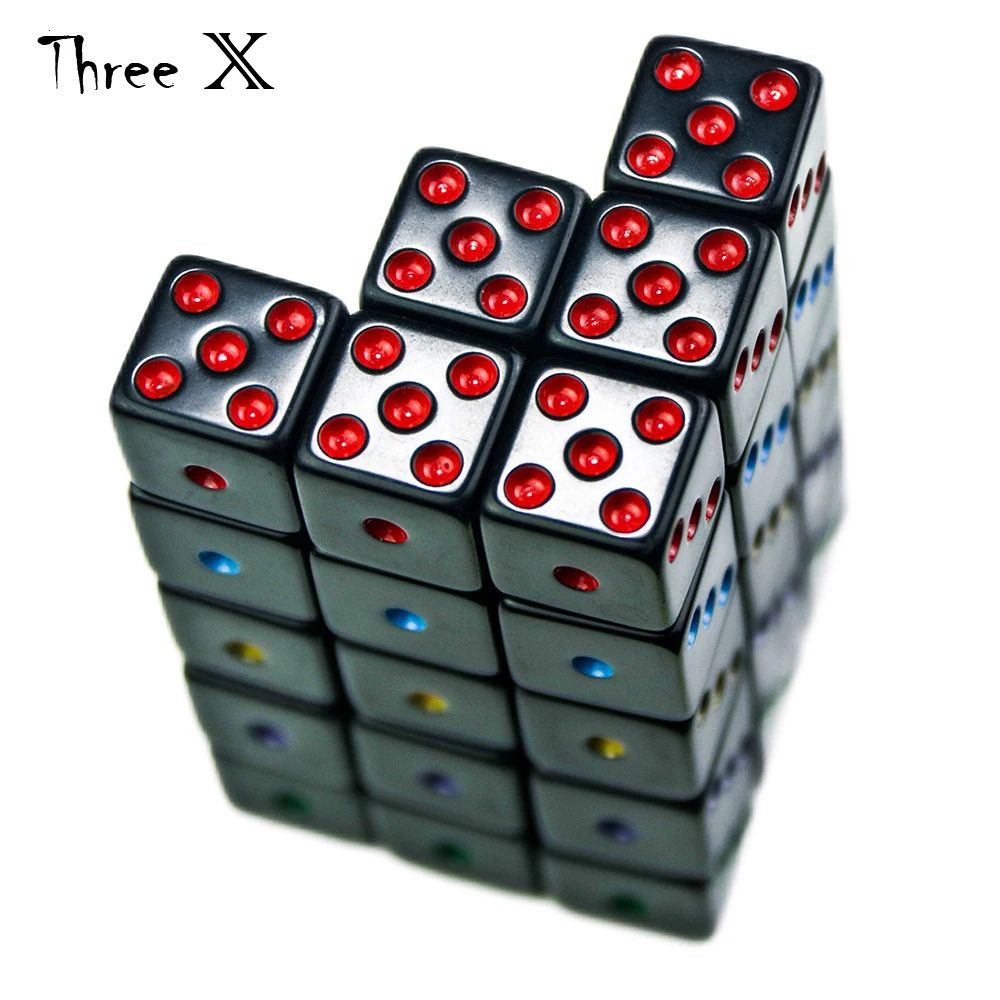 Черный 6-гранная игр Набор кубиков 16 мм квадратный угол для ролевых как например