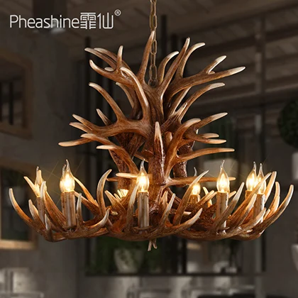 American rural living room dining art lighting European creative bar coffee shop nine deer horn Chandelier | Лампы и освещение