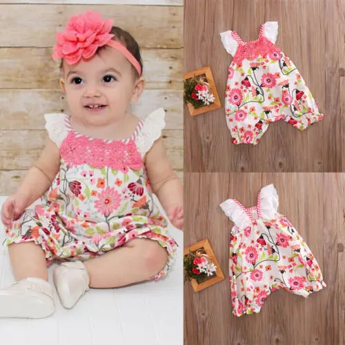 

2021 NEW Infant Toddlers Girl Floral Romper Jumpsuit Summer Clothes Outfit Playsuit clothing for children