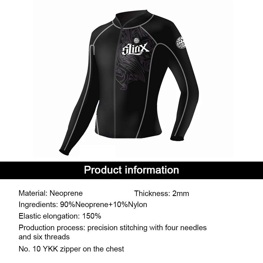 

2mm Neoprene Wetsuit Top Unisex Long Sleeve Front Zip Weisuit Jacket For Swimming Scuba Diving Snorkeling Surfing Swimwear