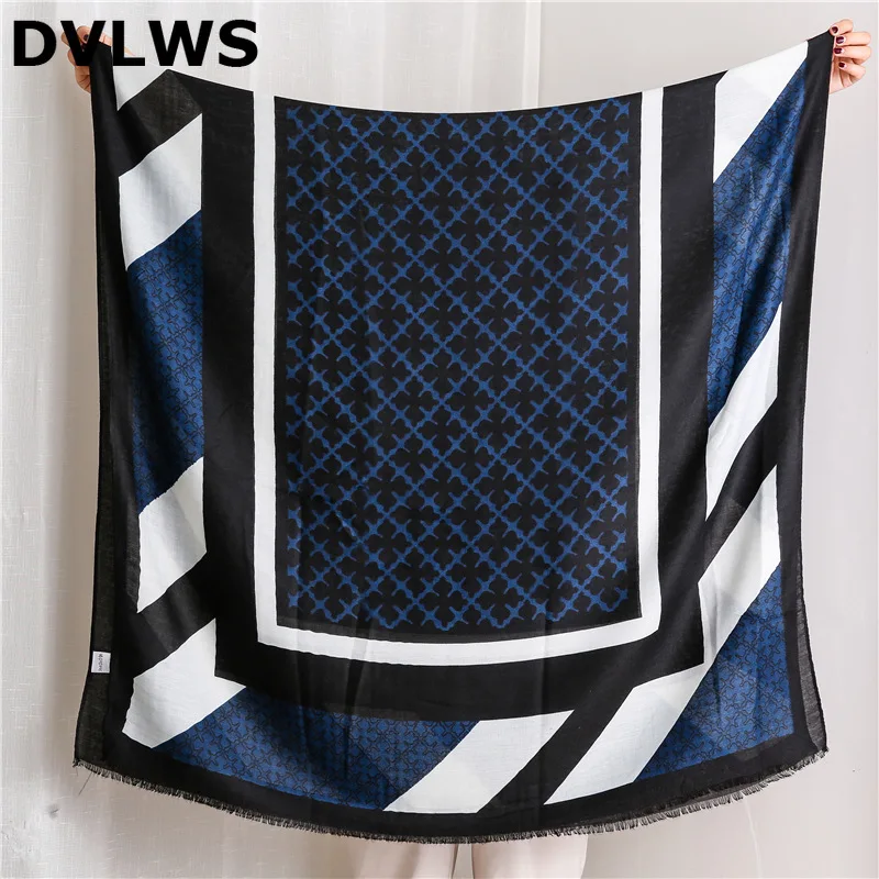 

DVLWS 2020 Classic Color-matching Geometric Poker Scarf Women Sring Winter Korean Version of The Wild Split Long Shawl Dual-use