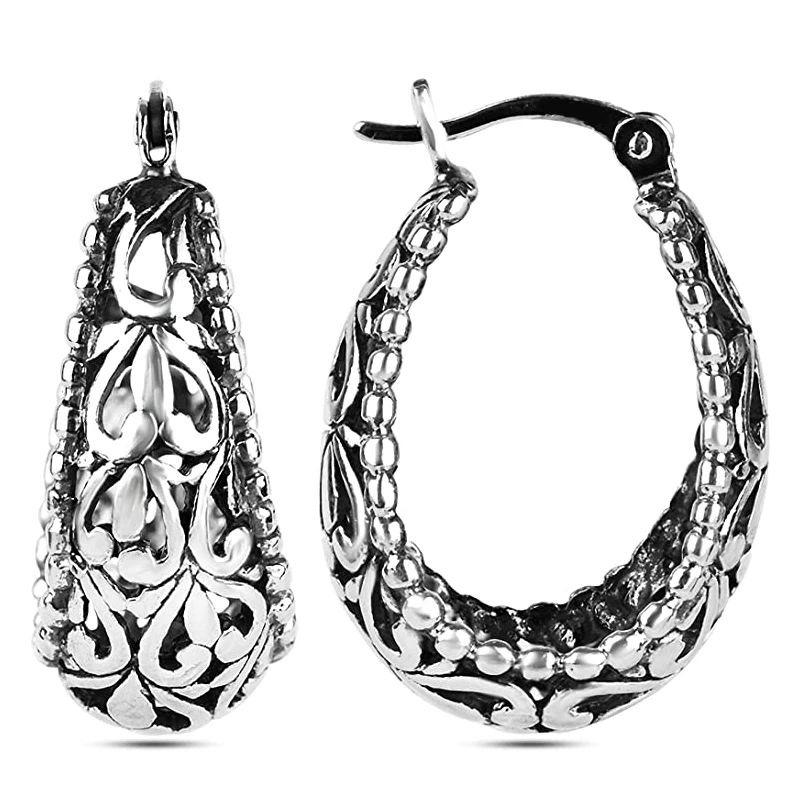 

Silver Color Women Hoop Earring Hollow Out Design Anniversary Gift Earrings for Mom Timeless Style Female Classic Jewelry