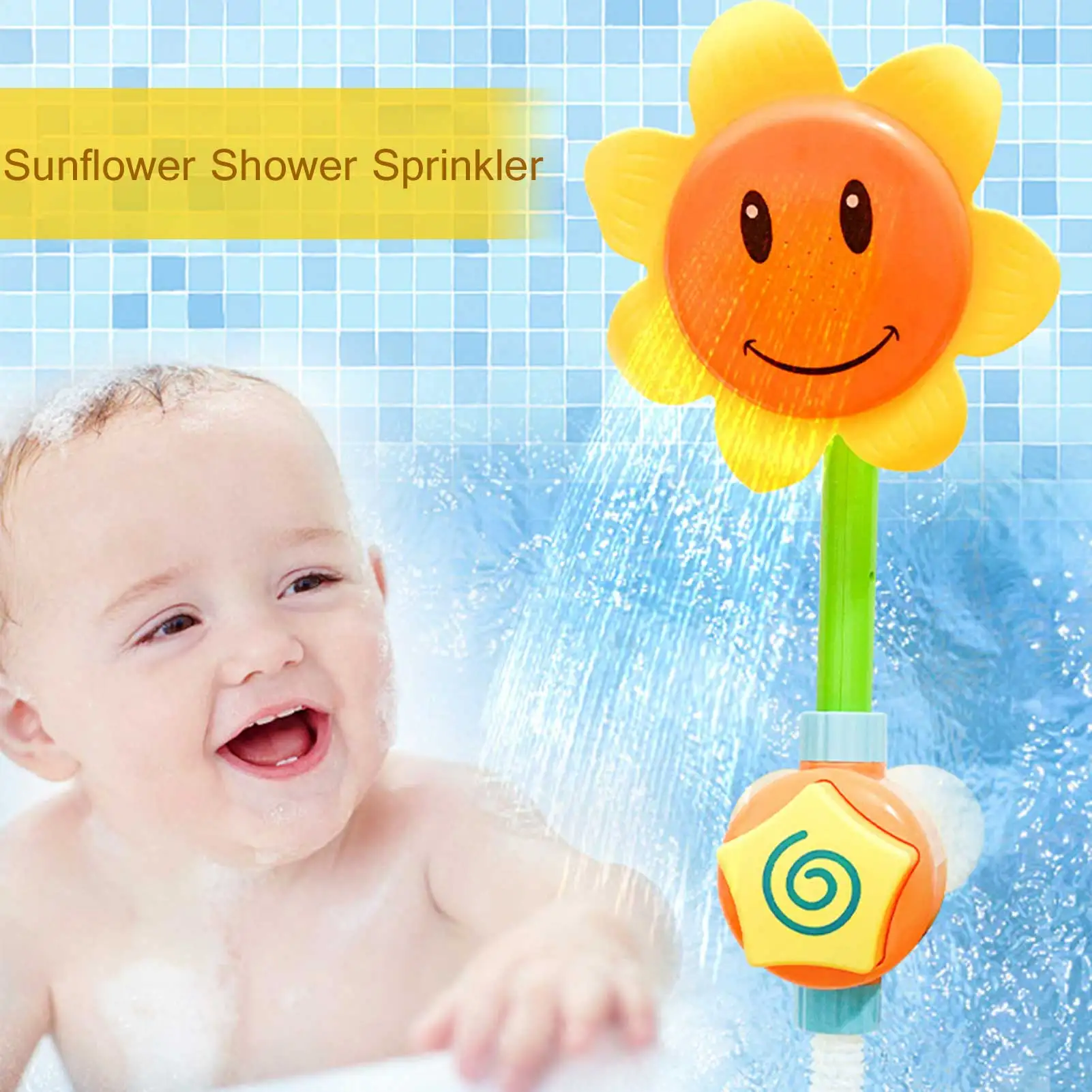 

New Baby Bath Toys Cute Cartoon Sunflower Electric Manual Water Spray Baby Shower Sprinkler Toddlers Outside Pool Bathtub Toys