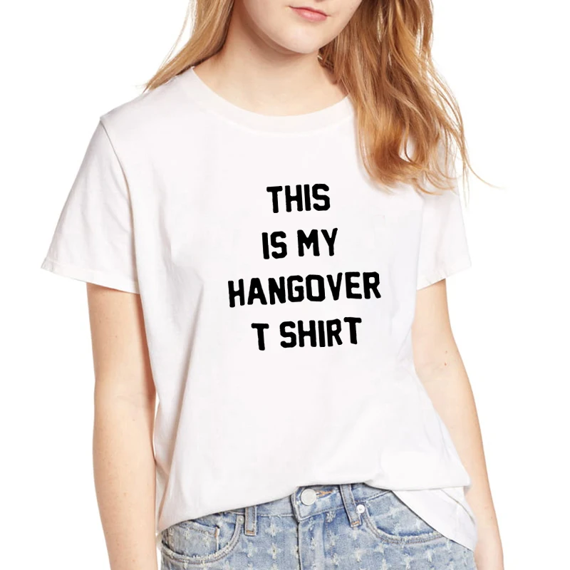 

THIS IS MY HANGOVER Print TShirt for Women Short Sleeve Loose T Shirt Top Casual Summer Streetwear Black & White Tee Shirt Femme