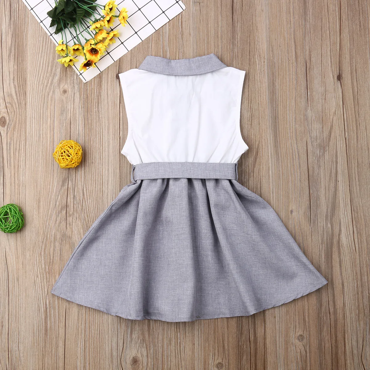 Летнее платье для девочек в школьном стиле трапециевидной формы без рукавов