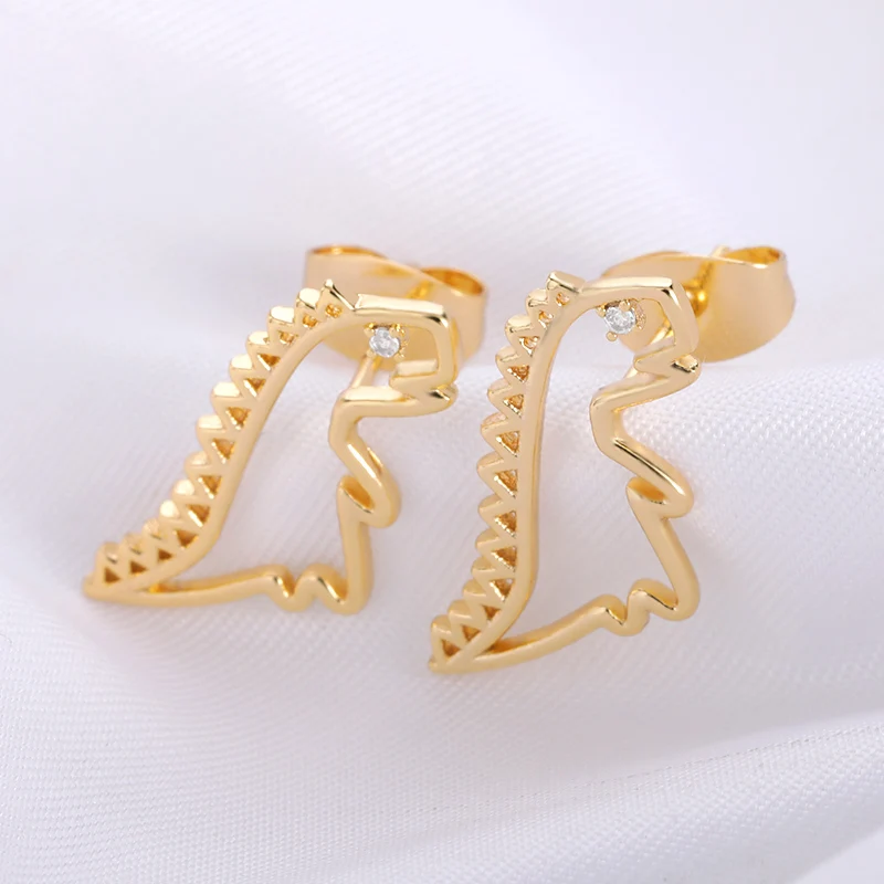 

Женские серьги в форме динозавра, серьги из нержавеющей стали с инкрустированным цирконом, изысканные ювелирные изделия, Прямая поставка, о...