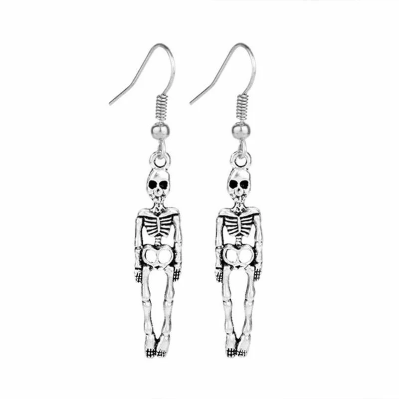 

Punk Vintage Skeleton Dangle Earrings Charms Scary Halloween Body Skeleton Pendant Drop Earrings for Women Hip Hop Jewelry