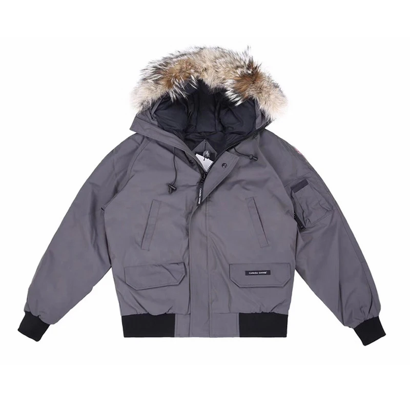 Classic Fashion Real Coyote Fur Winter Mens Canadian  Goose Down Jacket Outdoor Coat Wnd Waterproof