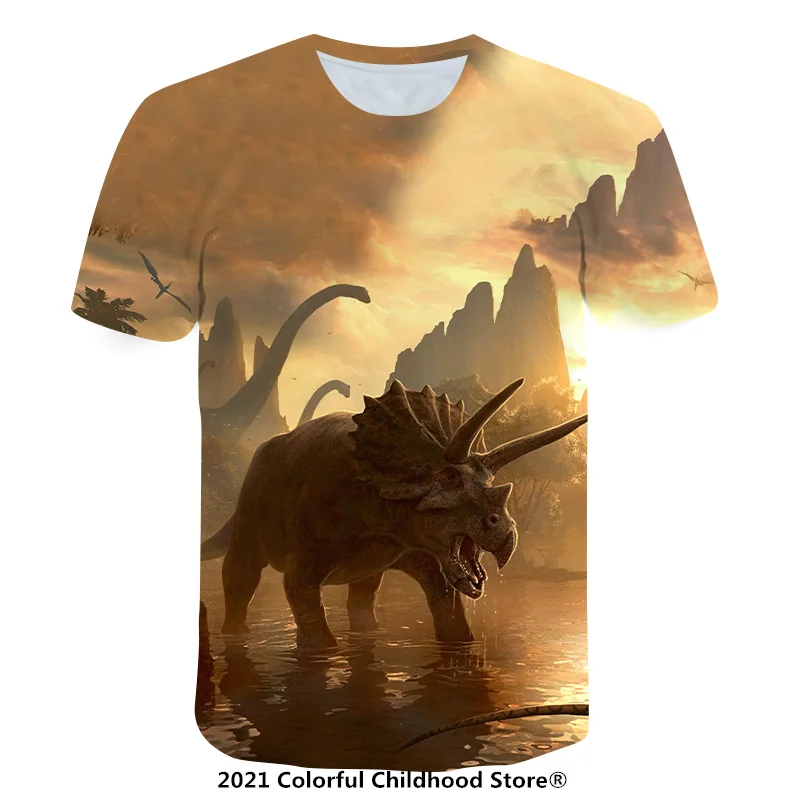 

Cartoon Dinosaur Tee Shirt Printed for Boys and Girls Dino Tshirt Funny Harajuku Tops Jurassic Offline Park The Child T-shirts