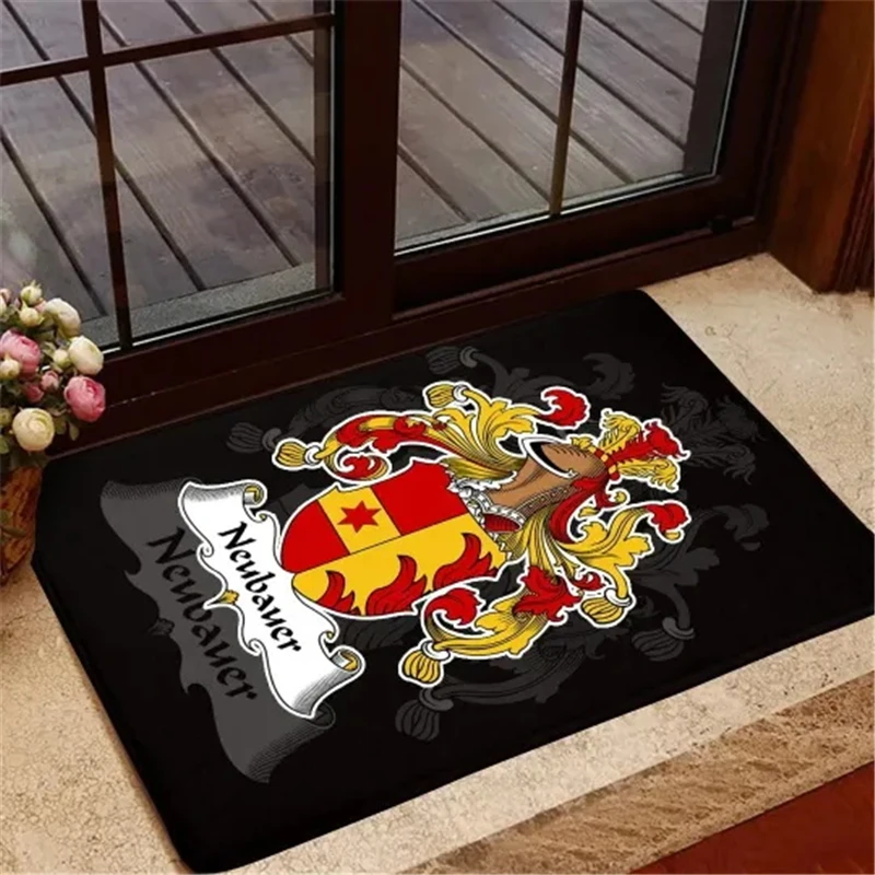

LOGO Custom Doormat Germany Family Crest Decor Printing Carpet Soft Flannel Non Dust and Grime Doormat for Bedroom Porch