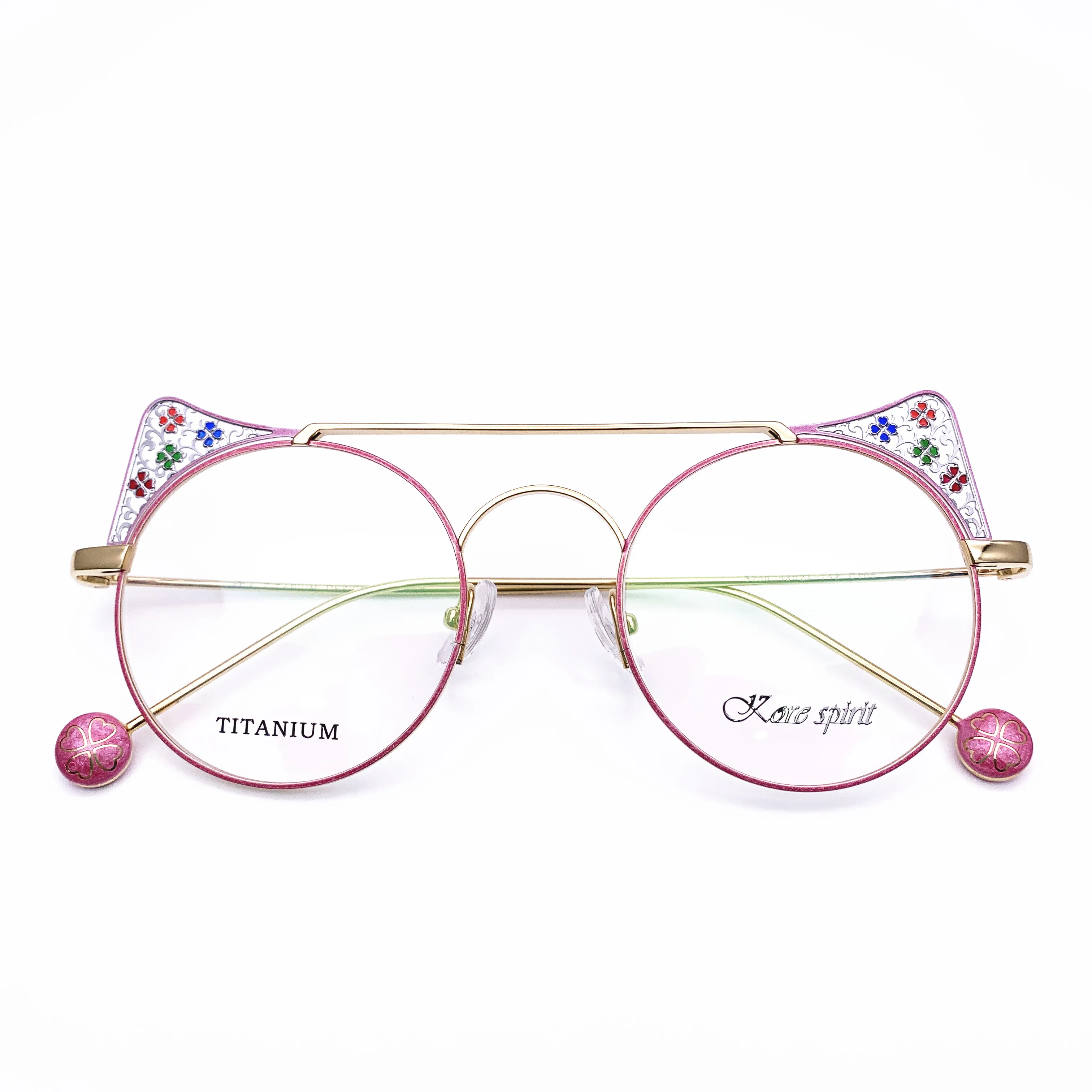 Belight Optical Titanium Women Cat Shape Design Pink Vintage Glass Prescription Eyeglasses Optical Spectacle Frame Eyewear 3200