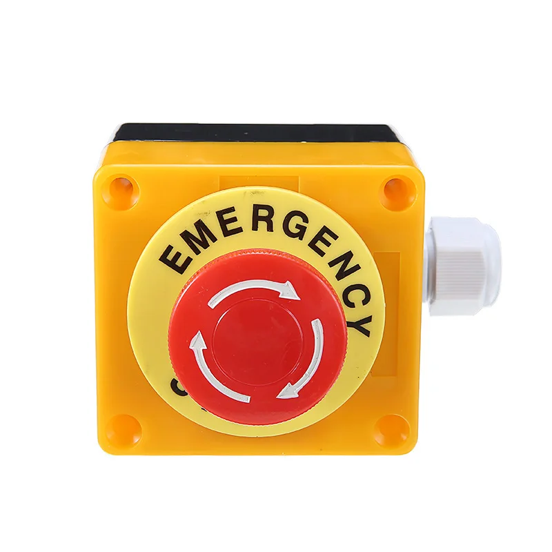 Кнопка аварийного остановки переключатель с красным знаком самоблокирующийся