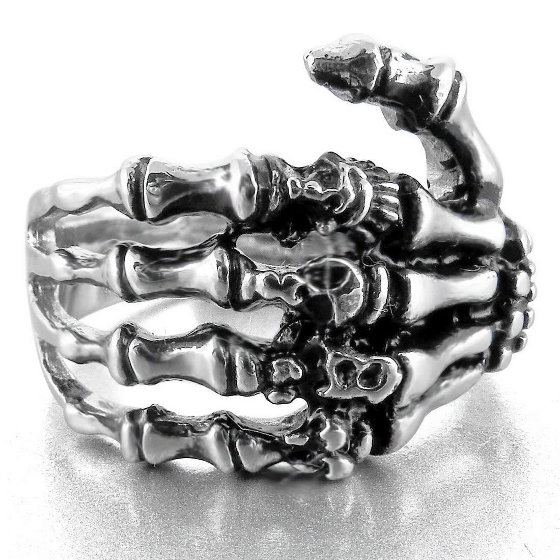 

Skeleton ring dark punk claw hand bone ring Gothic jewelry