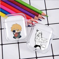 cartoon anime chainsaw man power and meowy soft silicone tpu case for airpods pro 1 2 3 clear wireless bluetooth earphone box