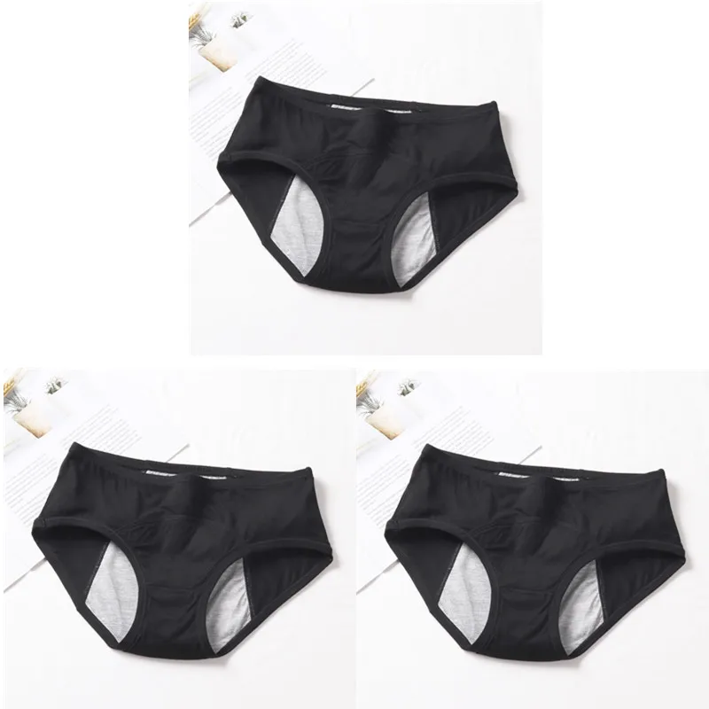 Black X 3 3 шт./компл. плюс размер L-XL средняя талия модал герметичные менструальные трусики период женское нижнее белье непромокаемые трусы дропшиппинг HP810 - Цвет: Black X 3