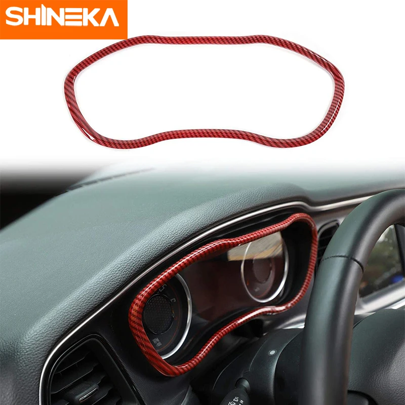 SHINEKA для Challenger Dash Board Чехлы Накладка 2015 2020 Dodge ASB красная текстура из углеродного