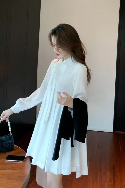 

COIGARSAM Fashion Loose Women dress Summer Spring Dresses White 1585