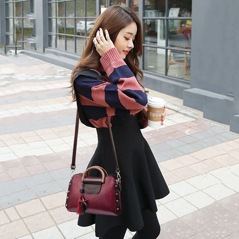 Сумка женская из искусственной кожи с кисточками 2019 | Багаж и сумки