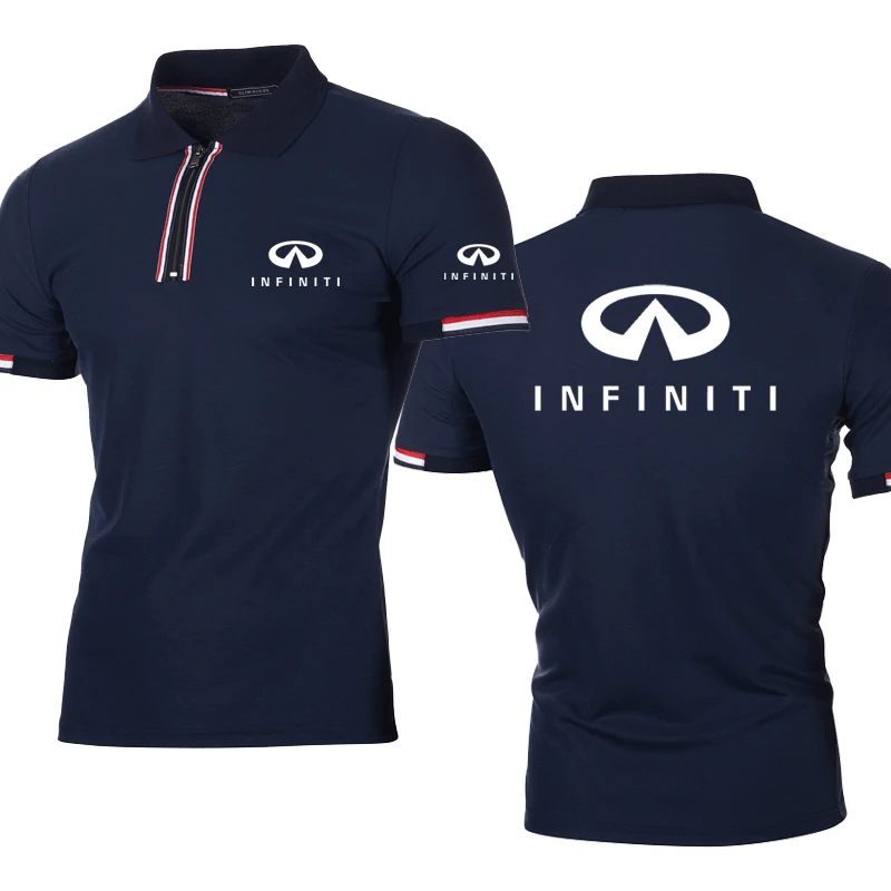

New Casual Men's polo shirt Infiniti Car Logo Printing Cotton Harajuku Splicing matchingHigh quality Men's short sleeve tops