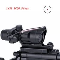 acog 1x32 tactical red dot sight with optical fiber military shooting hunting rifle scope fit 20mm rail for airsoft gun weapons