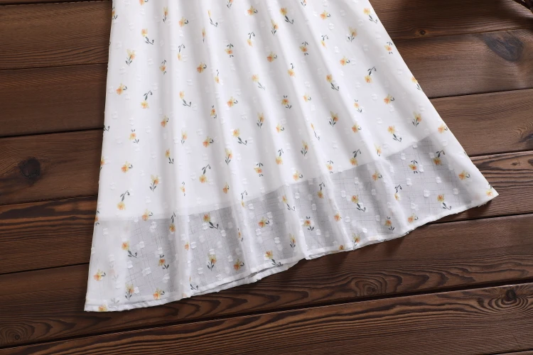 

Autumn New 2020 Daisy Floral Flower Waist Slim White Fairy Dress Mori Girl Temperament Chiffon Long-Sleeve Dress Women