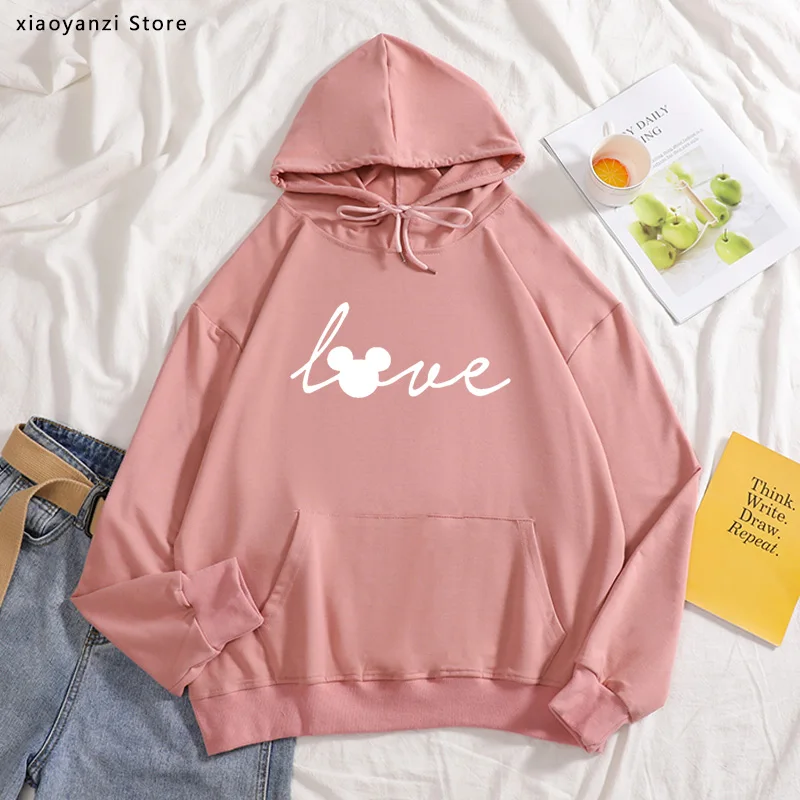

Love mouse Print Women hoodies Cotton Casual Funny sweatshirts For Lady Girl Hipster Joggers sportswear pullovers ot-498