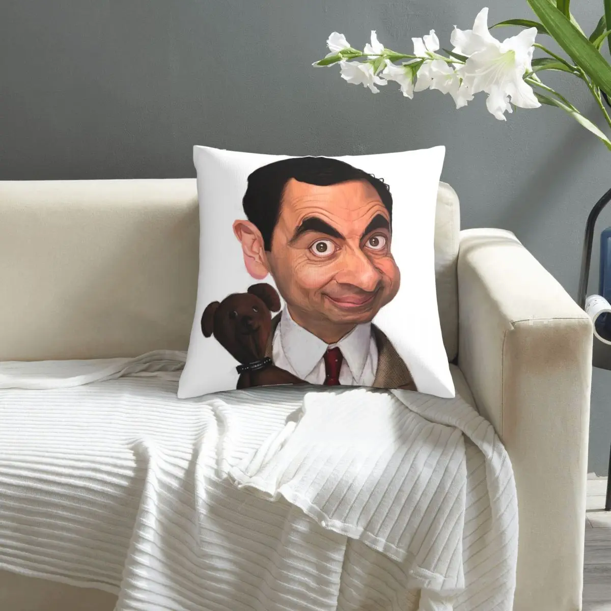 

Mr.bean pillowcase printed cushion cover sofa waist pillow pillow cover