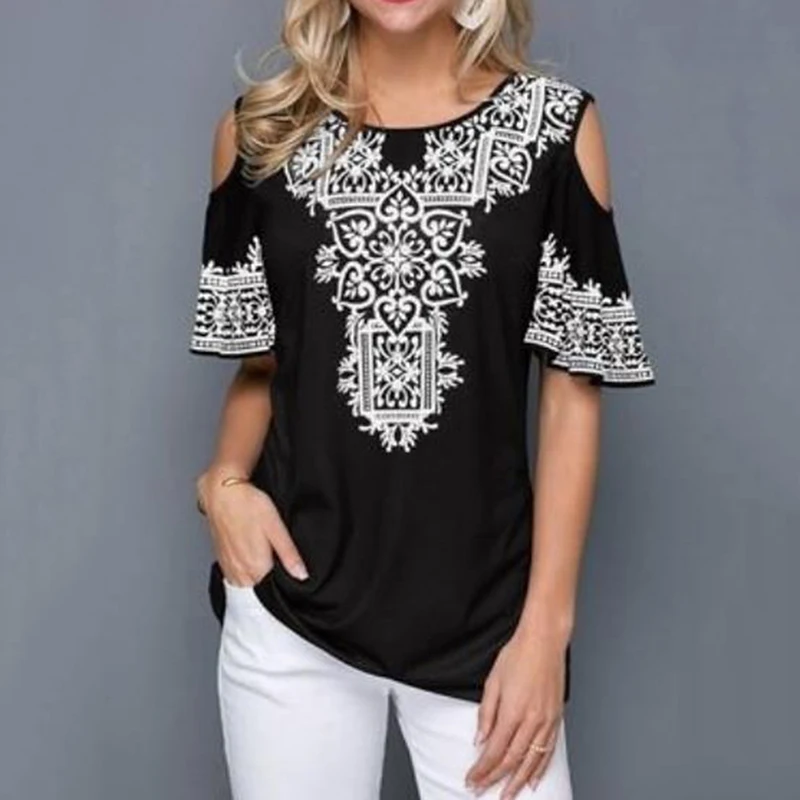 Женский пуловер с короткими рукавами и круглым вырезом свободная женская