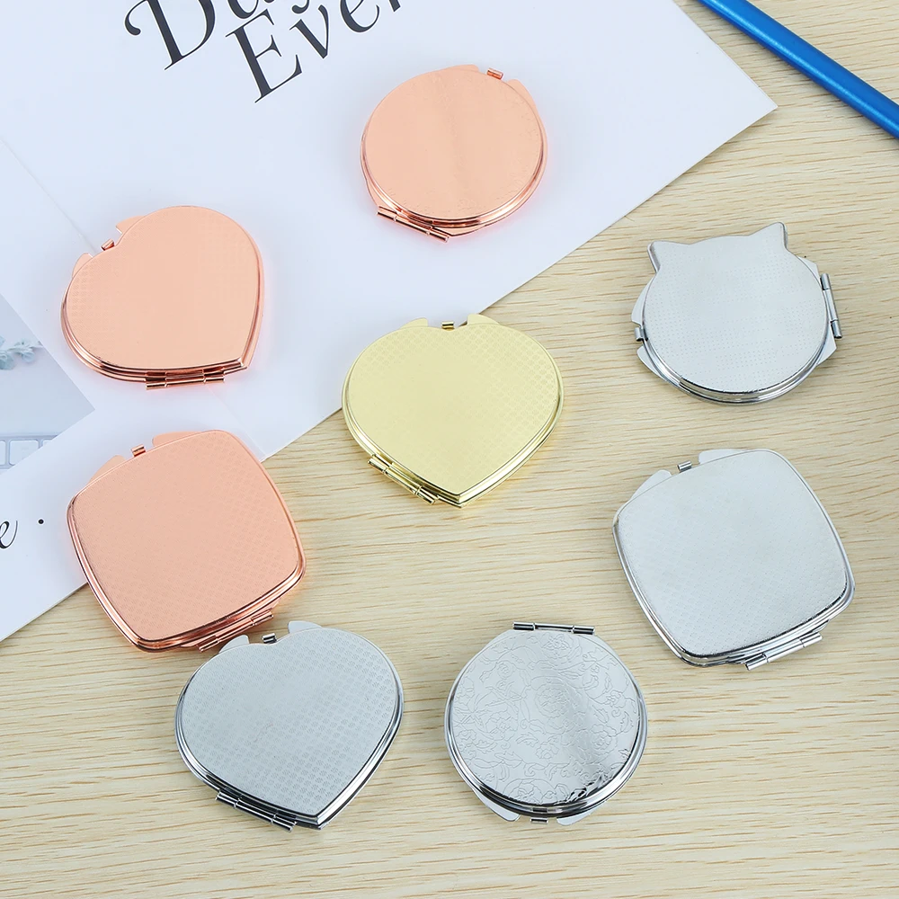1 шт. Новое модное портативное металлическое розовое золото компактное зеркальце
