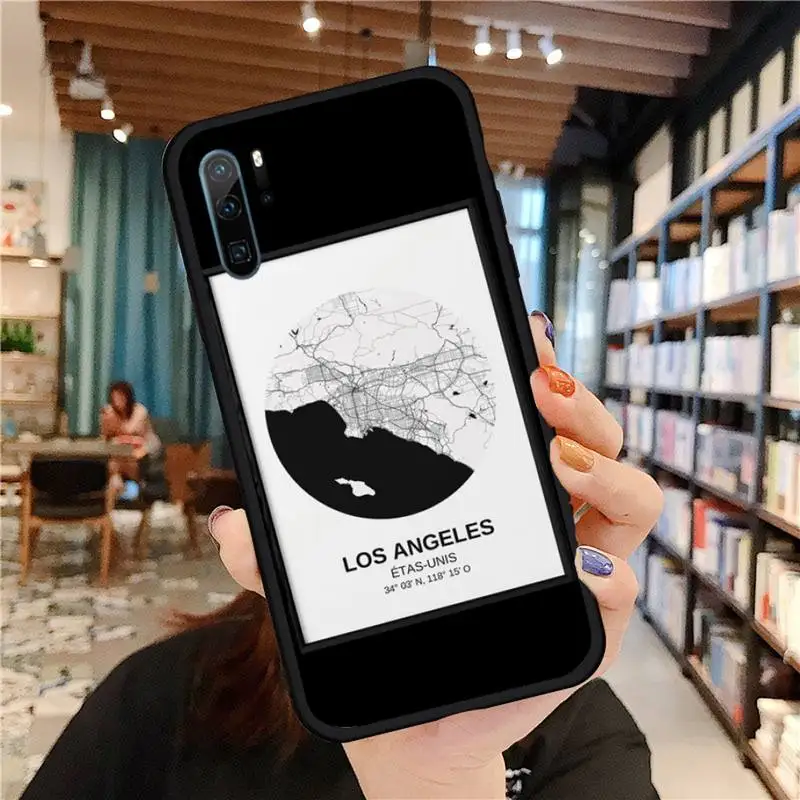 

Sketch Exclusive City Map Phone Case For huawei p30 p40 p20 lite pro p smart 2019 2020 nova 6 7 se pro 5t coque