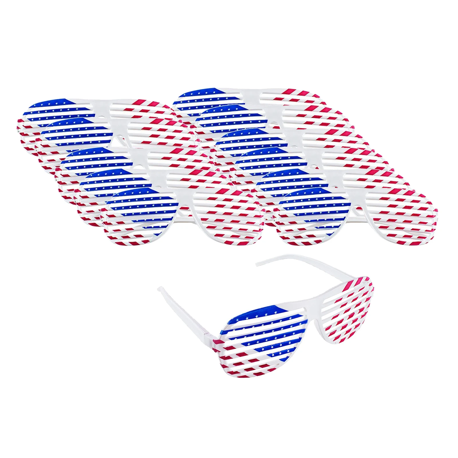 

12/Set Novelty Patriotic American Flag Shutter Glasses Shades Eyewear for Summer Beach Themed Party Photo Props Decoration