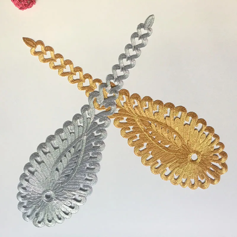 1 шт. Золотой Серебряный Большой Веерообразный тканевый патч этнический стиль