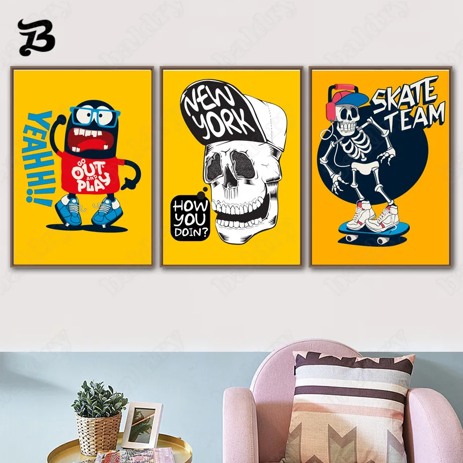 Картина на холсте для гостиной Забавный Хип-поп рок Череп медведь крокодил робот