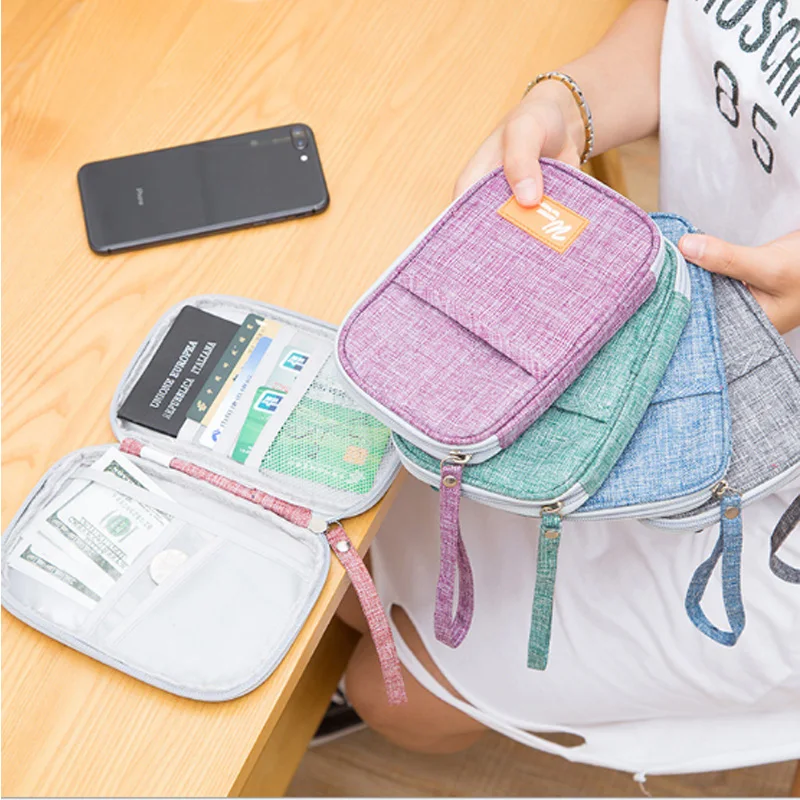 

LKEEP Women Travel Passport Bag Credit ID Card Holders Cash Wallet Purse Documents Case Zipper Organizer Belt Unisex Popular