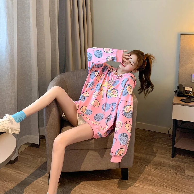 Ulzzang зимняя женская Толстовка Harajuku печать толстовка с капюшоном осень bf с длинным рукавом свободный свитер Толстовка забавная Женская