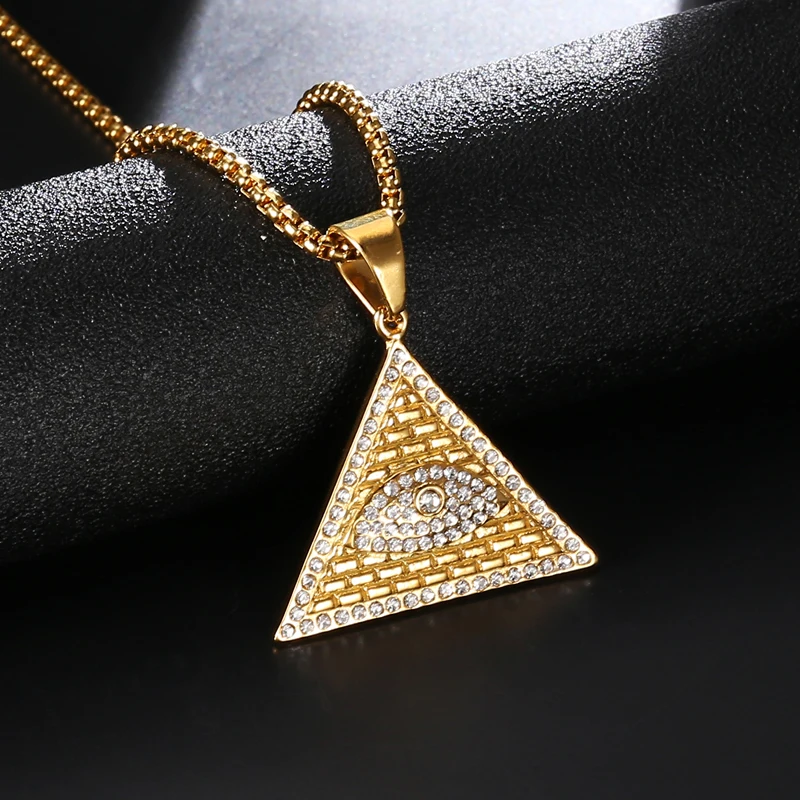 D & Z Bling льдом Треугольники глаз иллюминатов кулон Цепочки и ожерелья для Для
