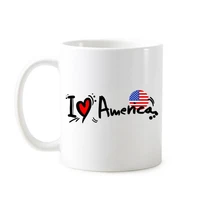 i love america word flag love heart illustration pattern classic mug with handles 350 ml