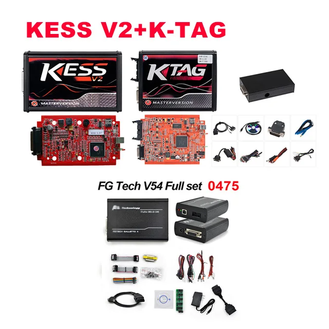 KTAG V7.020 мастер K-TAG 7,020 KESS V2 5,017 красный PCB евро ECU чип тюнинговый инструмент K тег полный адаптеры OBD2 ECU программист - Цвет: KESS KTAG fg tech