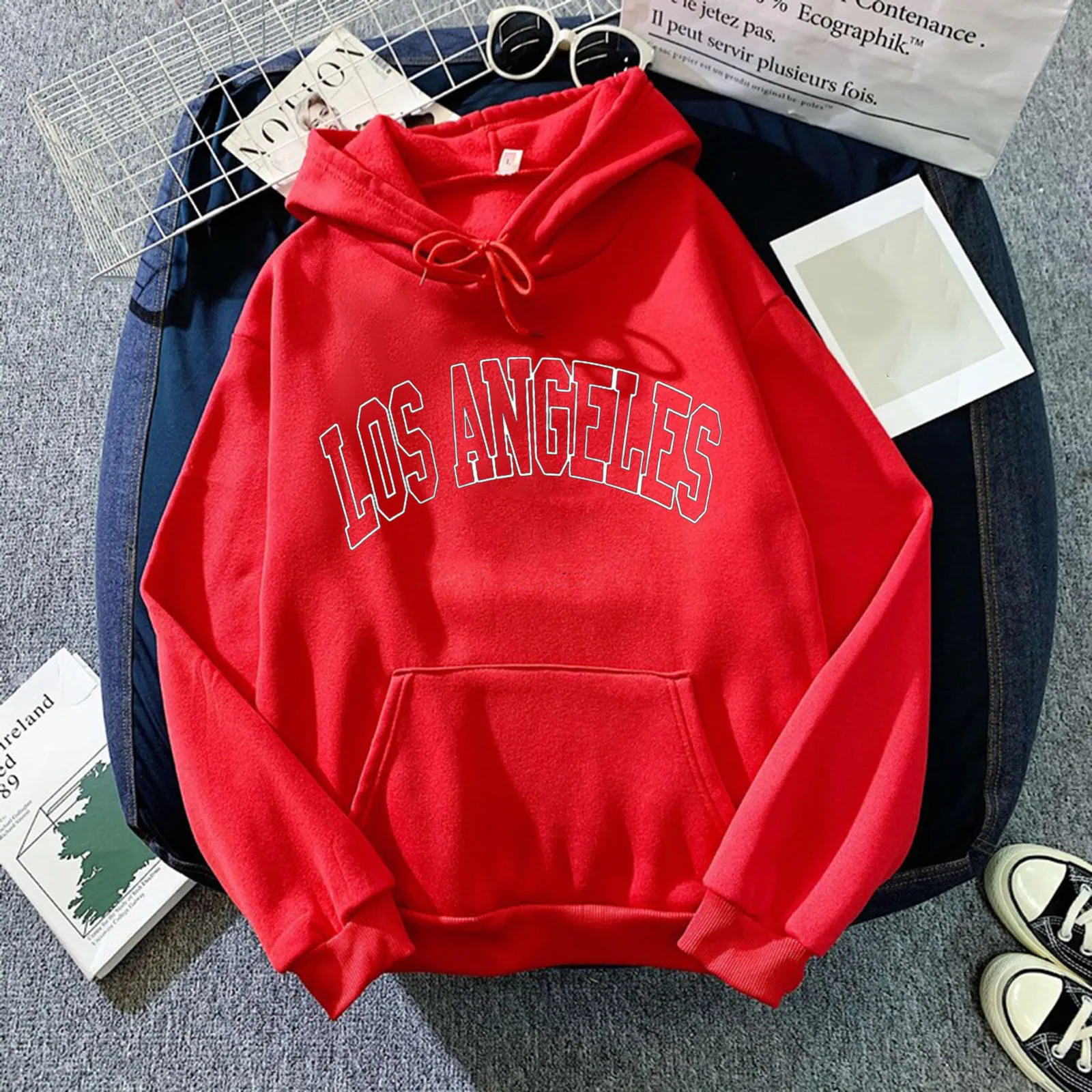 New Womens Sweatshirt Retro Hoodie Women Embroidered Sweatshirt Harajuku V-neck Plus Size Hoodie Loose Couple Long-sleeved Shirt