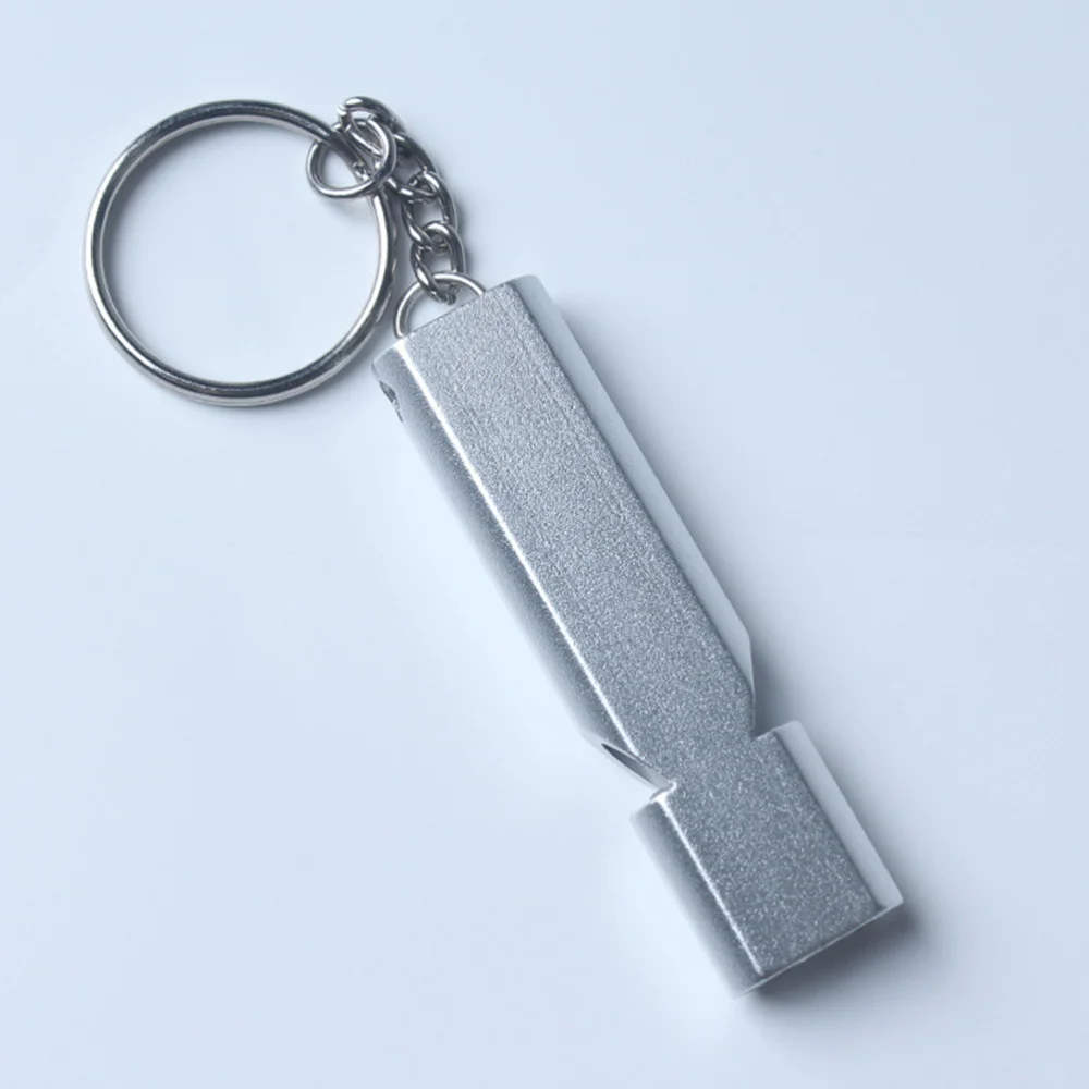 

5Pcs Flat Metal Double Hole Survival Whistle High Frequency Outdoor Lifeguard Whistle (Golden)