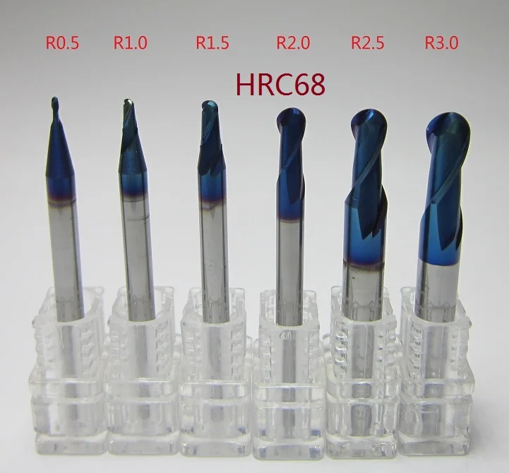 CAB2-R0.5-R3.0-68 6 шт. радиус 0,5 1,0 1,5 2,0 2,5 3,0 мм Карбид вольфрама сферическая Концевая фреза Набор L = 50 мм фрезерные Фрезы с ЧПУ Металлообработка отделка - Длина режущей кромки: CAB2-R0.5-R3.0-68
