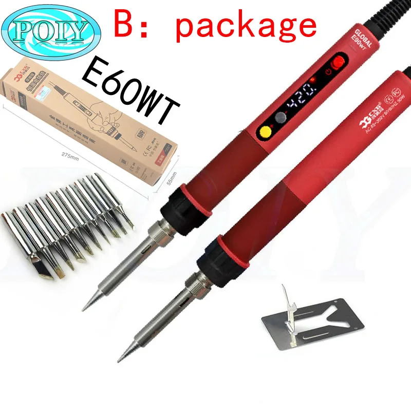 CXG E60WT B 110 В/220 В CXG E60WT профессиональный светодиодный Электрический паяльник с цифровой регулировкой 60 Вт паяльная станция с постоянной температурой E60W - Цвет: CXG E60WT B