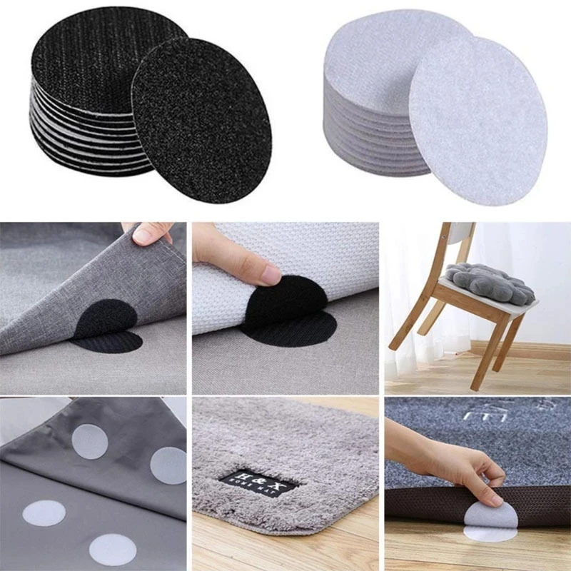 

10Pcs Non-Slip Stickers Self Adhesive Hook Loop Fastener Tape Locking Dots Bed Sheet Sofa Fix Clip Floor Rug Carpet Mat Gripper